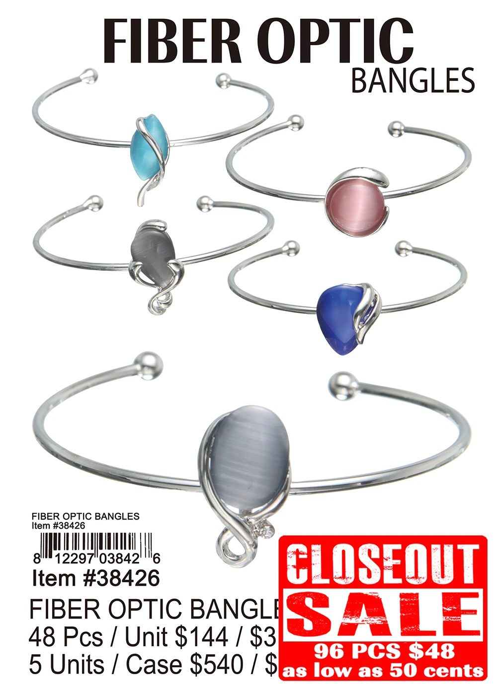 Fiber Optic Bangles - Closeout 96 Pcs.